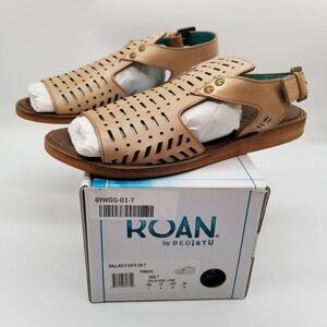 ROAN BY BED STU Women Ballad II Sandals Sz 7 Beige Leather Slingback Rustic